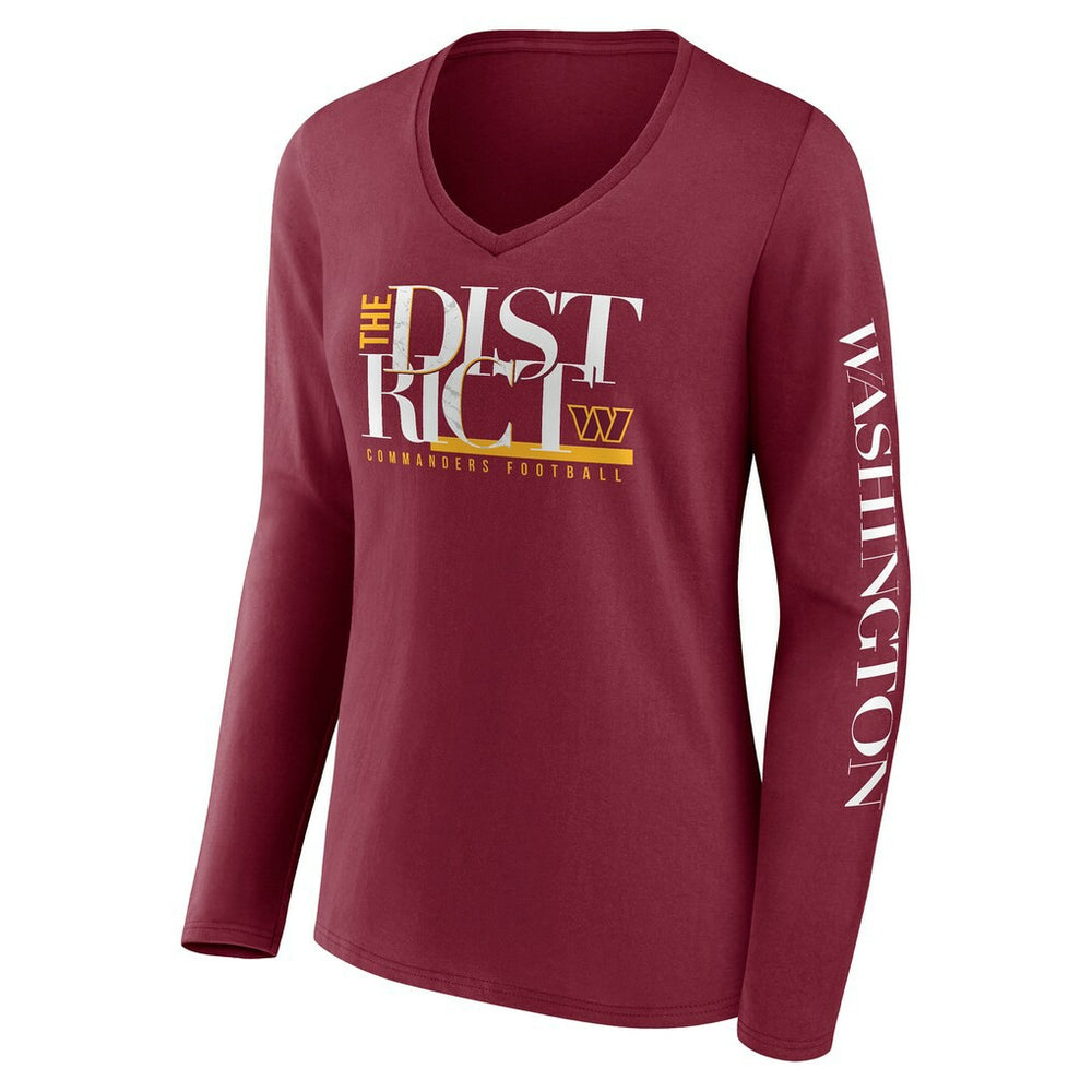 Washington Commanders Women's Hometown Sweep Long Sleeve V-Neck T-Shirt - Burgundy cheap
