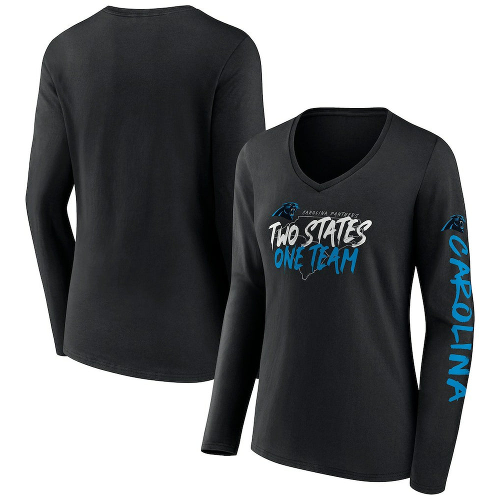 Carolina Panthers Women's Hometown Sweep Long Sleeve V-Neck T-Shirt - Black discount