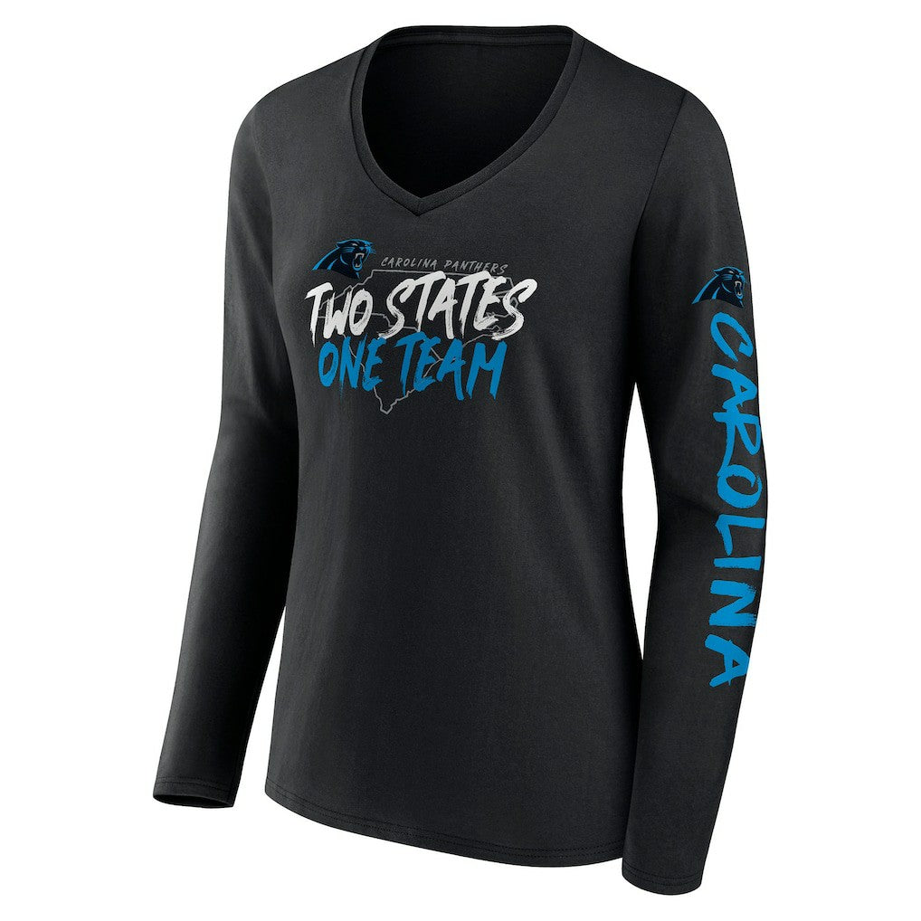 Carolina Panthers Women's Hometown Sweep Long Sleeve V-Neck T-Shirt - Black discount