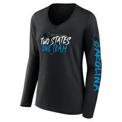 Carolina Panthers Women's Hometown Sweep Long Sleeve V-Neck T-Shirt - Black discount
