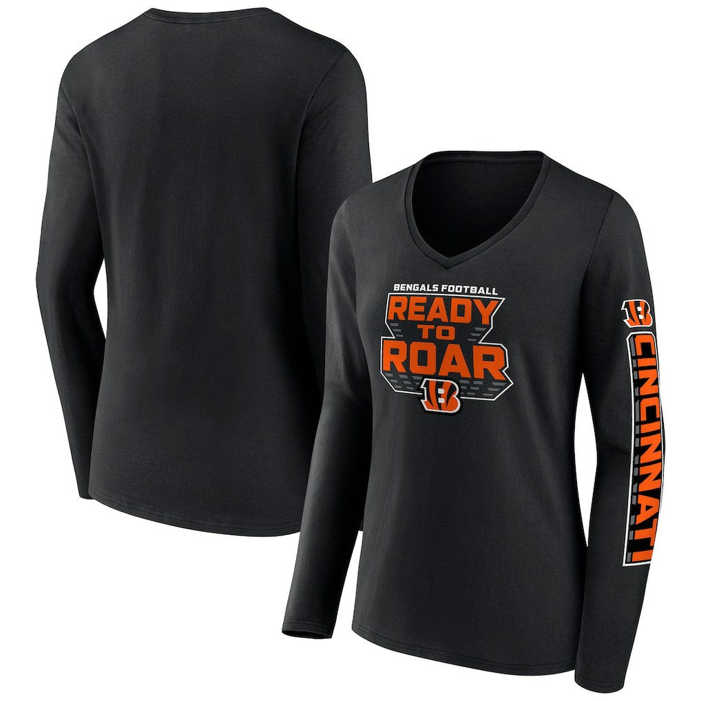 Cincinnati Bengals Women's Hometown Sweep Long Sleeve V-Neck T-Shirt - Black for sale