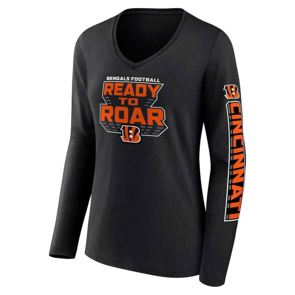 Cincinnati Bengals Women's Hometown Sweep Long Sleeve V-Neck T-Shirt - Black for sale