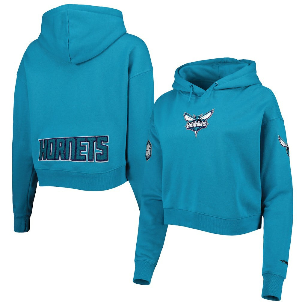 Charlotte Hornets Pro Standard Women's Classic Fleece Cropped Pullover Hoodie - Teal for sale