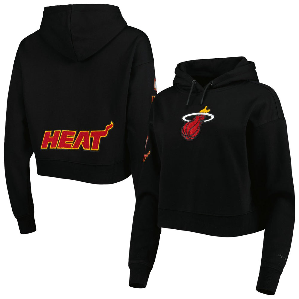 Miami Heat Pro Standard Women's Classic Fleece Cropped Pullover Hoodie - Black cheap