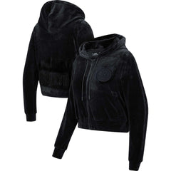 Brooklyn Nets Pro Standard Women's Triple Black Velour Full-Zip Hoodie outlet