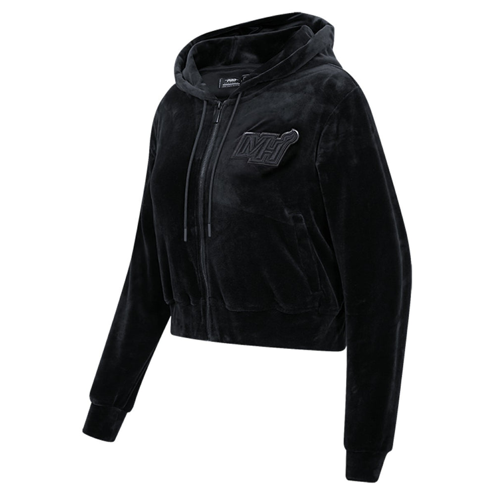 Miami Heat Pro Standard Women's Triple Black Velour Full-Zip Hoodie cheap