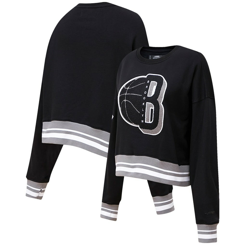Brooklyn Nets Pro Standard Women's Mash Up Pullover Sweatshirt - Black cheap