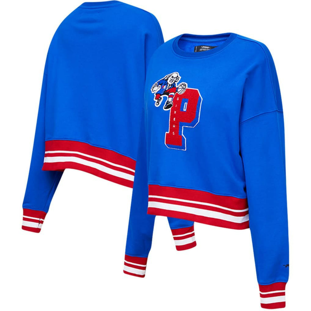 Philadelphia 76ers Pro Standard Women's Mash Up Pullover Sweatshirt - Royal sale