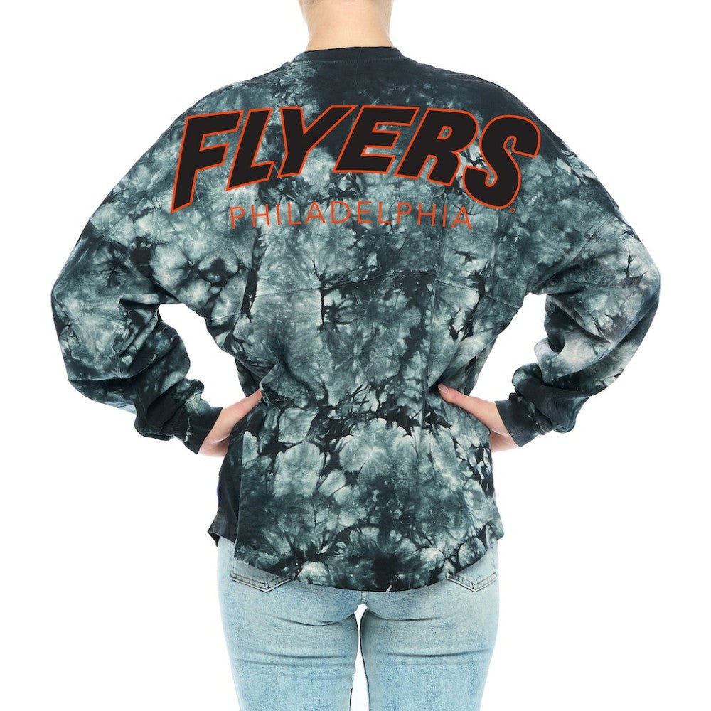 Philadelphia Flyers Fanatics Women's Crystal-Dye Long Sleeve T-Shirt Black