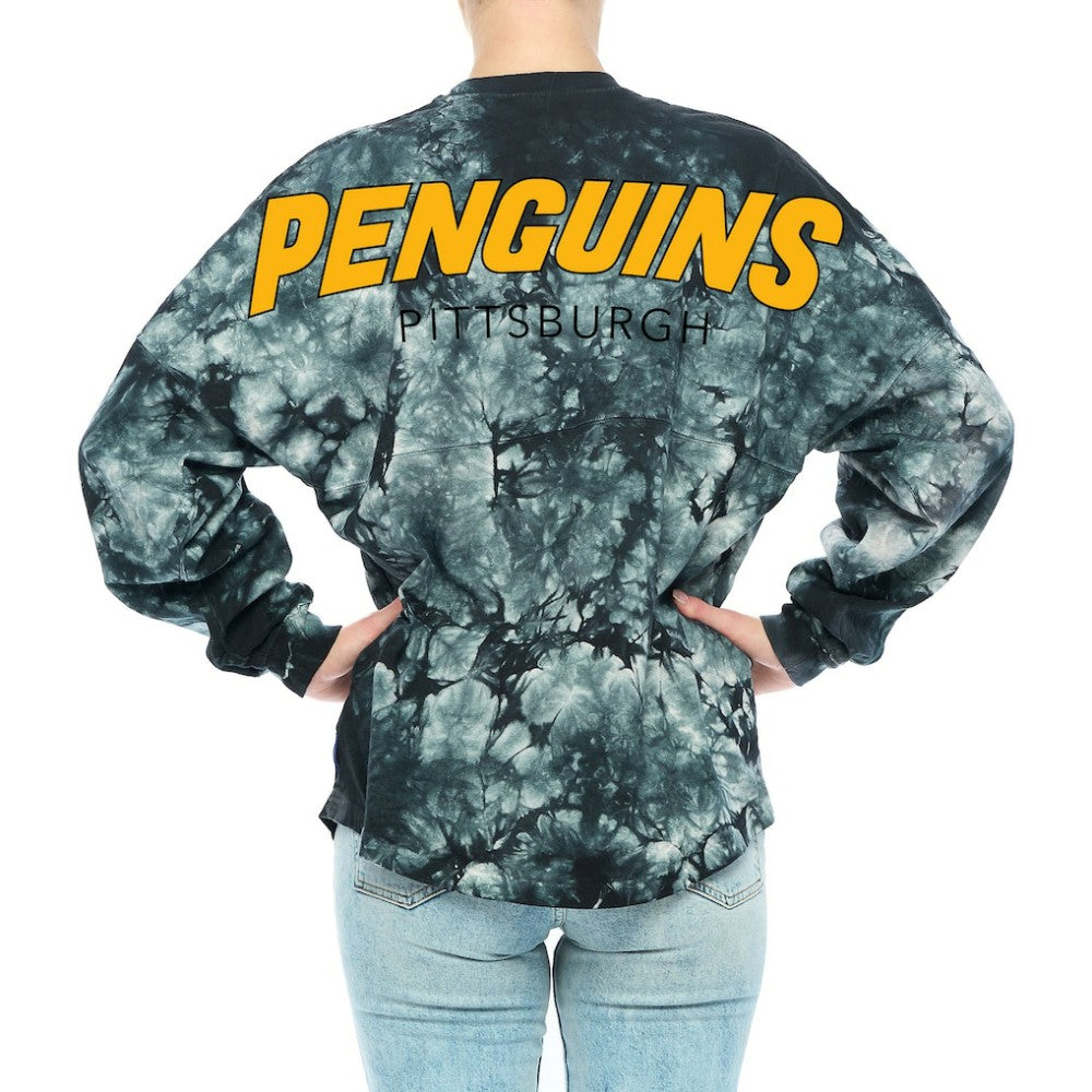 Pittsburgh Penguins Fanatics Women's Crystal-Dye Long Sleeve T-Shirt Black