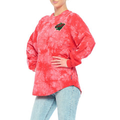 Minnesota Wild Fanatics Women's Crystal-Dye Long Sleeve T-Shirt Red