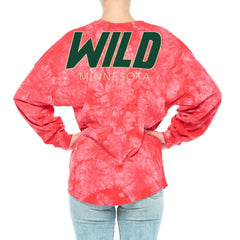 Minnesota Wild Fanatics Women's Crystal-Dye Long Sleeve T-Shirt Red
