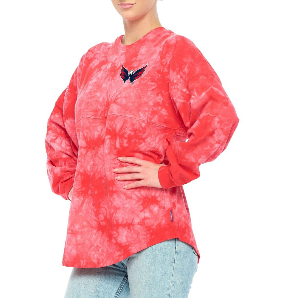 Washington Capitals Fanatics Women's Crystal-Dye Long Sleeve T-Shirt Red