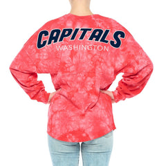 Washington Capitals Fanatics Women's Crystal-Dye Long Sleeve T-Shirt Red