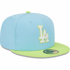 Los Angeles Dodgers Spring Color Two-Tone 59FIFTY Fitted Hat - Light Blue/Neon Green | New Era