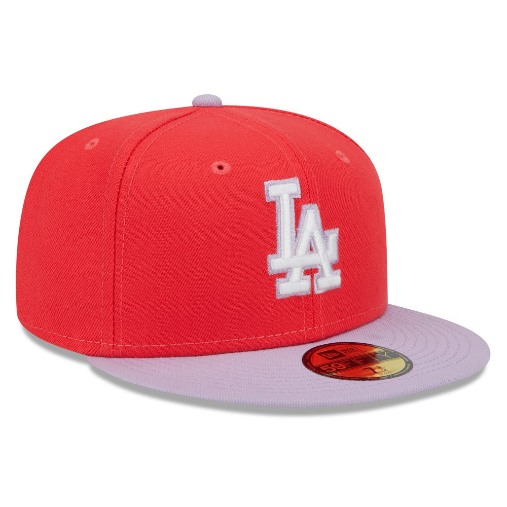 Los Angeles Dodgers Spring Color Two-Tone 59FIFTY Fitted Hat - Red/Lavender | New Era