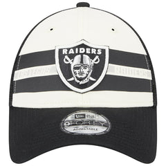 Las Vegas Raiders New Era Team Stripe Trucker 9FORTY Snapback Hat - Cream/Black cheap