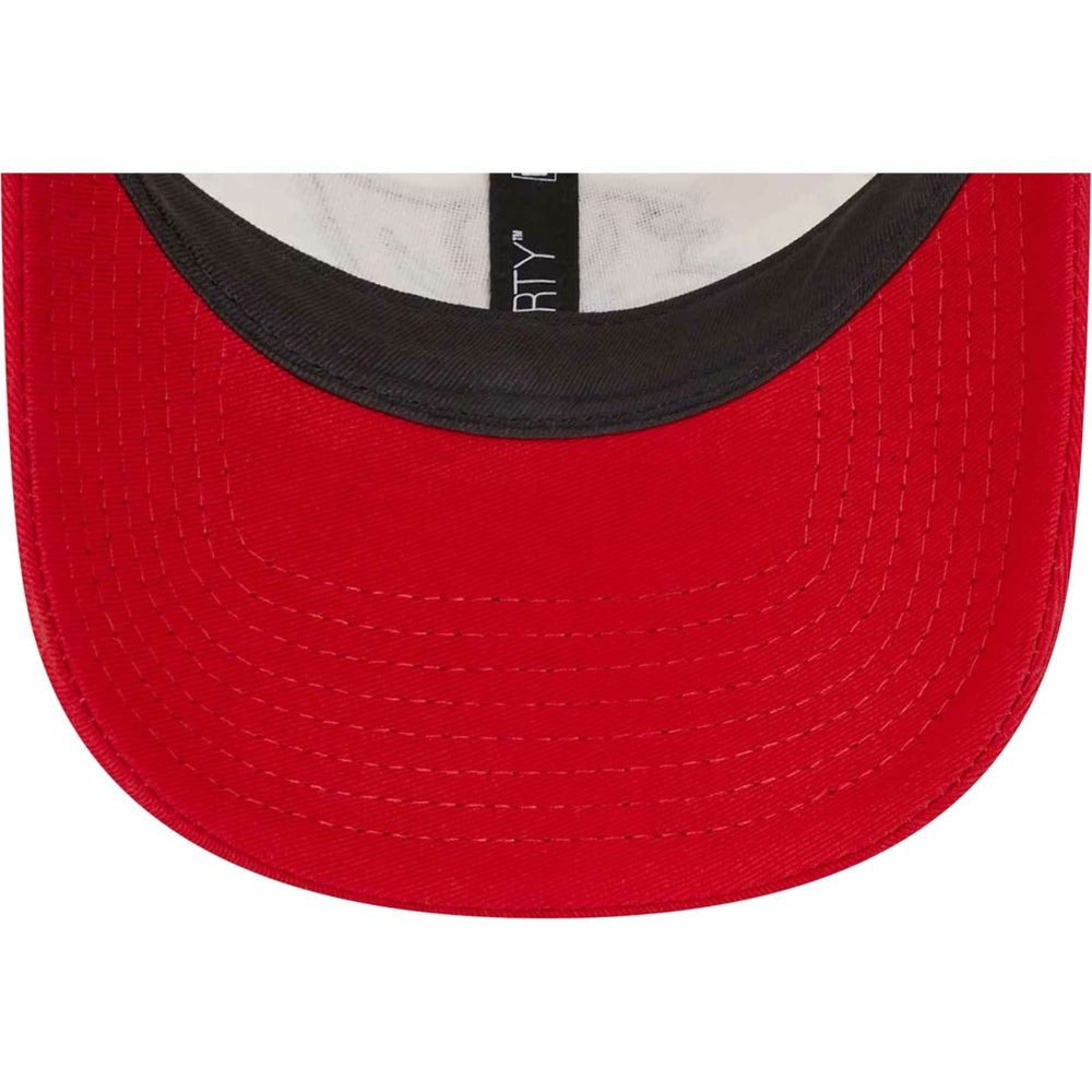 Tampa Bay Buccaneers New Era Team Stripe Trucker 9FORTY Snapback Hat - Cream/Red sale