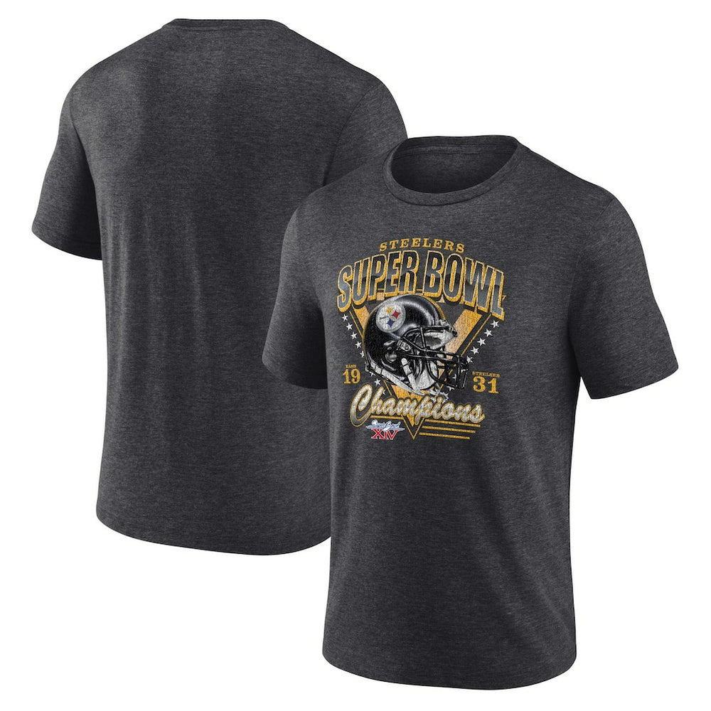 Pittsburgh Steelers Hometown Old-Fashioned Super Bowl XIV Champions Tri-Blend T-Shirt - Charcoal outlet