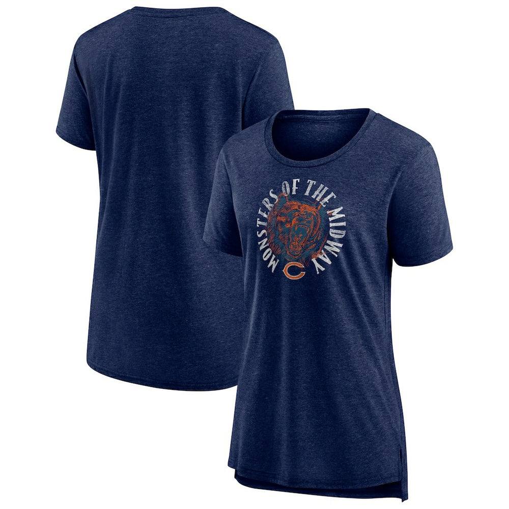 Chicago Bears Women's Hometown First Down Tri-Blend T-Shirt - Heather Navy outlet