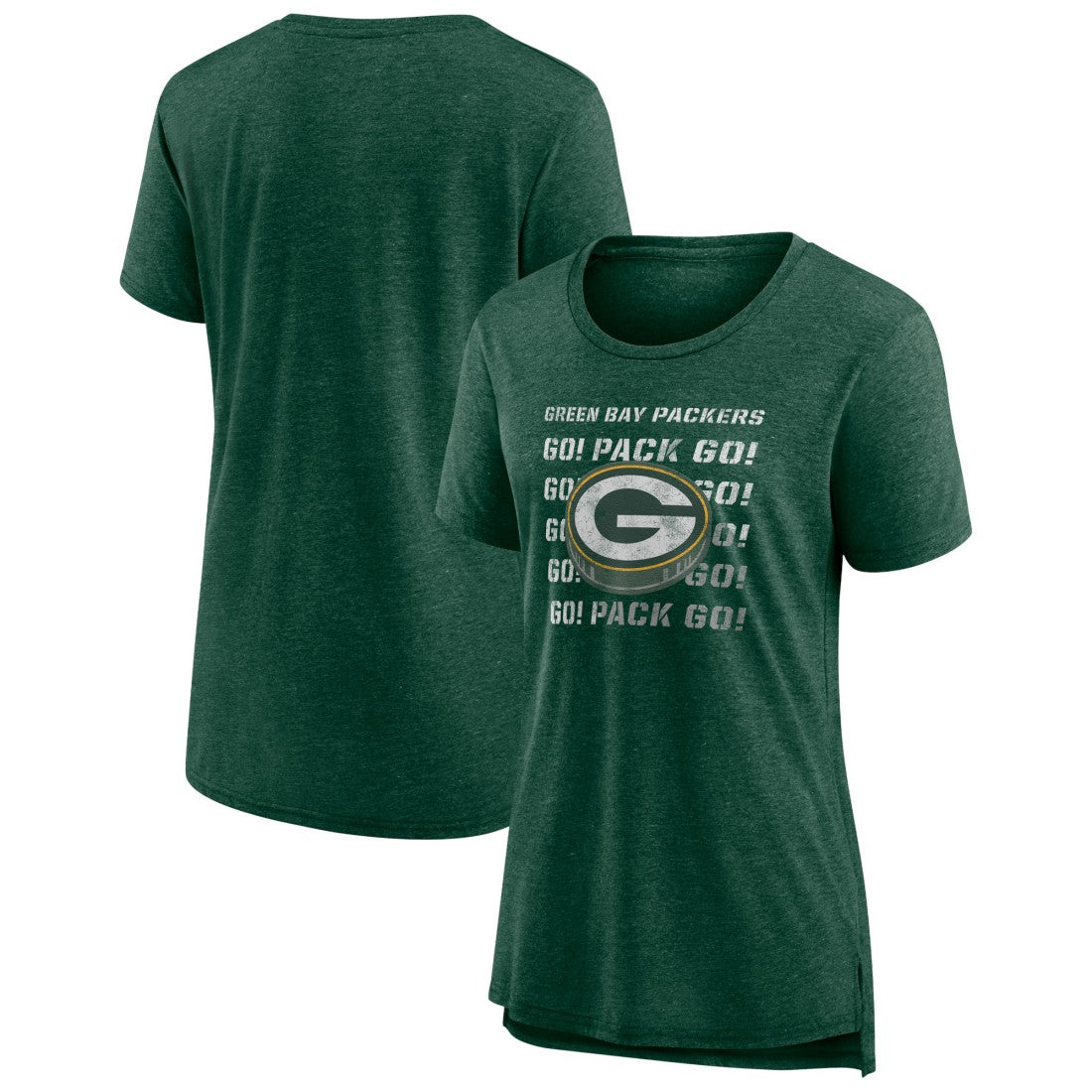 Green Bay Packers Women's Hometown First Down Tri-Blend T-Shirt - Heather Green discount