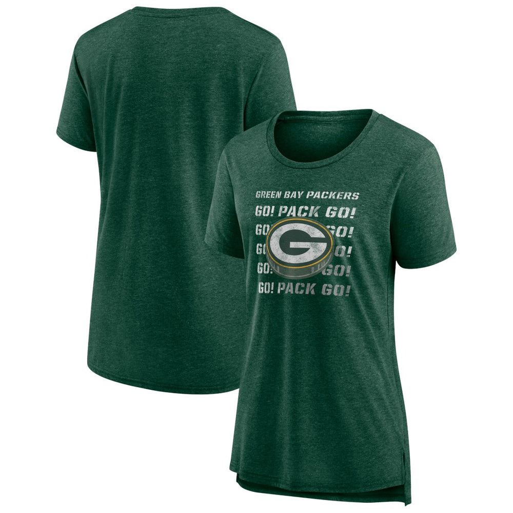Green Bay Packers Women's Hometown First Down Tri-Blend T-Shirt - Heather Green discount