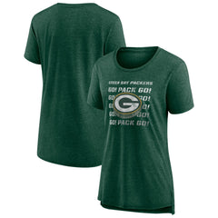 Green Bay Packers Women's Hometown First Down Tri-Blend T-Shirt - Heather Green discount
