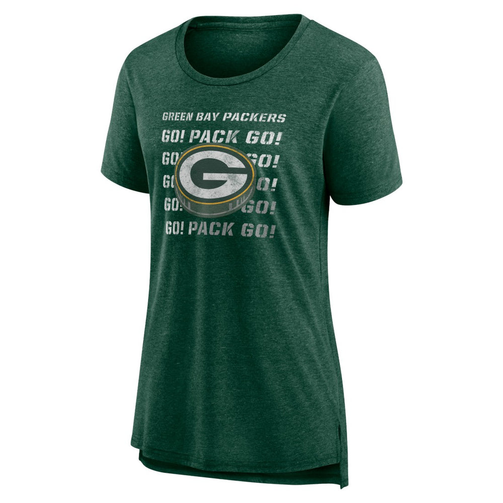 Green Bay Packers Women's Hometown First Down Tri-Blend T-Shirt - Heather Green discount