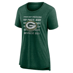 Green Bay Packers Women's Hometown First Down Tri-Blend T-Shirt - Heather Green discount