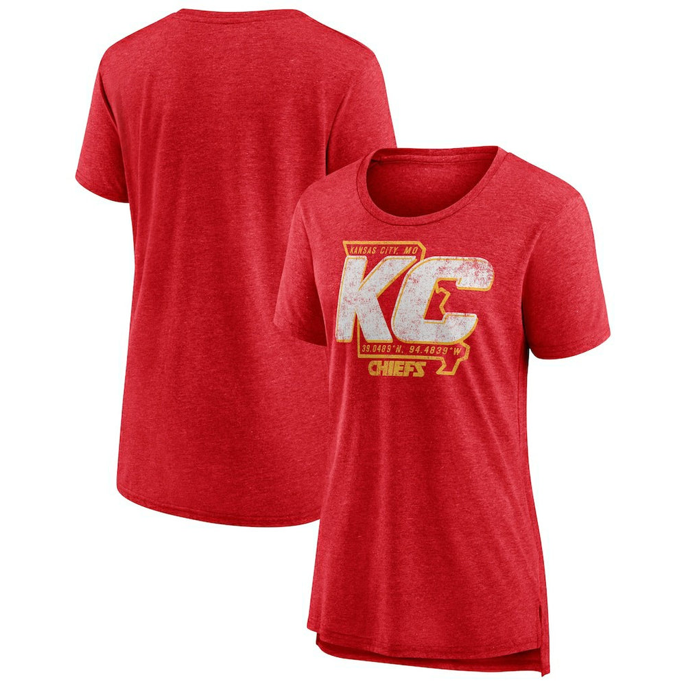 Kansas City Chiefs Women's Hometown First Down Tri-Blend T-Shirt - Heather Red sale