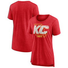 Kansas City Chiefs Women's Hometown First Down Tri-Blend T-Shirt - Heather Red sale