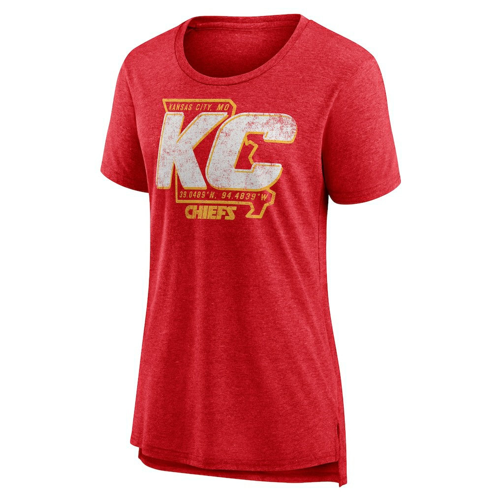 Kansas City Chiefs Women's Hometown First Down Tri-Blend T-Shirt - Heather Red sale