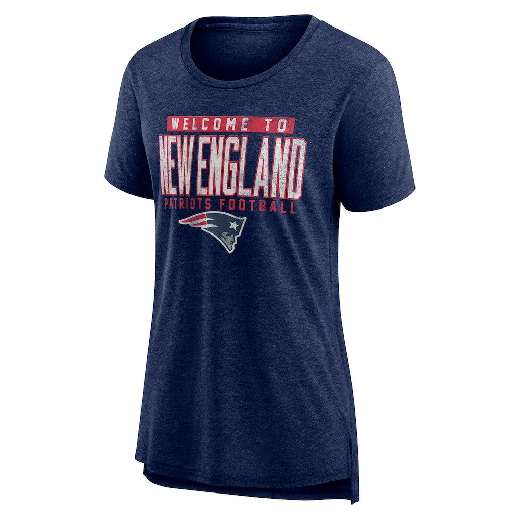 New England Patriots Women's Hometown First Down Tri-Blend T-Shirt - Heather Navy discount