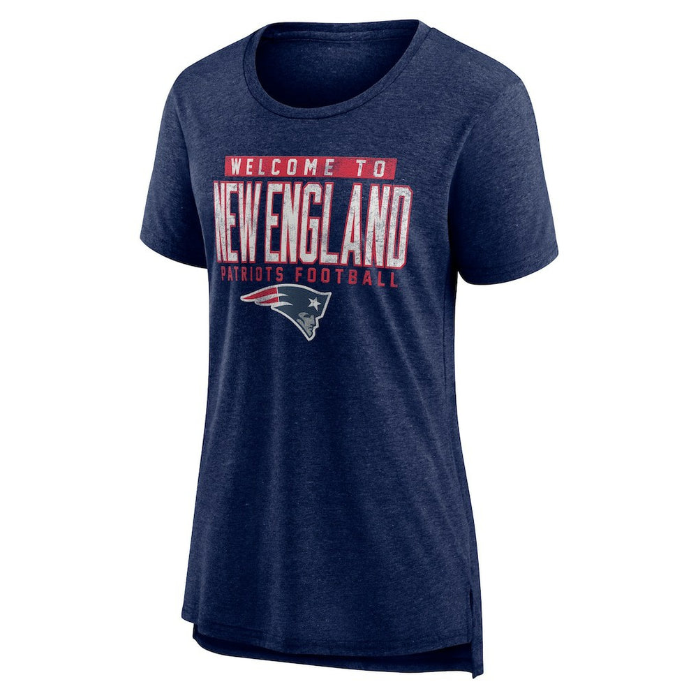 New England Patriots Women's Hometown First Down Tri-Blend T-Shirt - Heather Navy discount