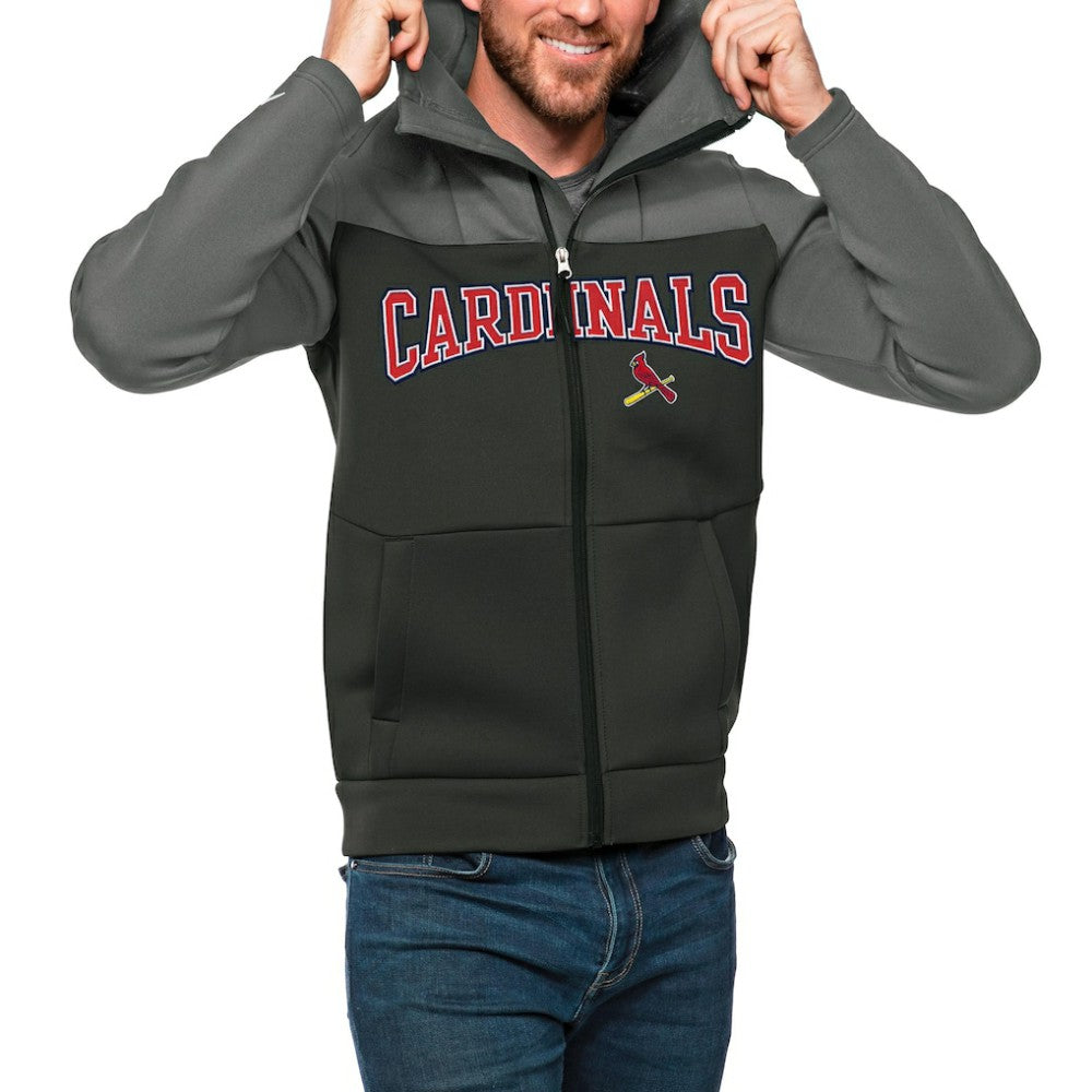 St. Louis Cardinals Antigua Wordmark Protect Full-Zip Hoodie - Steel/Charcoal