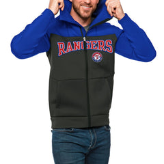 Texas Rangers Antigua Wordmark Protect Full-Zip Hoodie - Royal/Charcoal