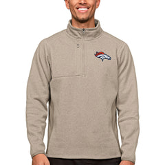 Denver Broncos Antigua Course Quarter-Zip Pullover Top - Oatmeal cheap