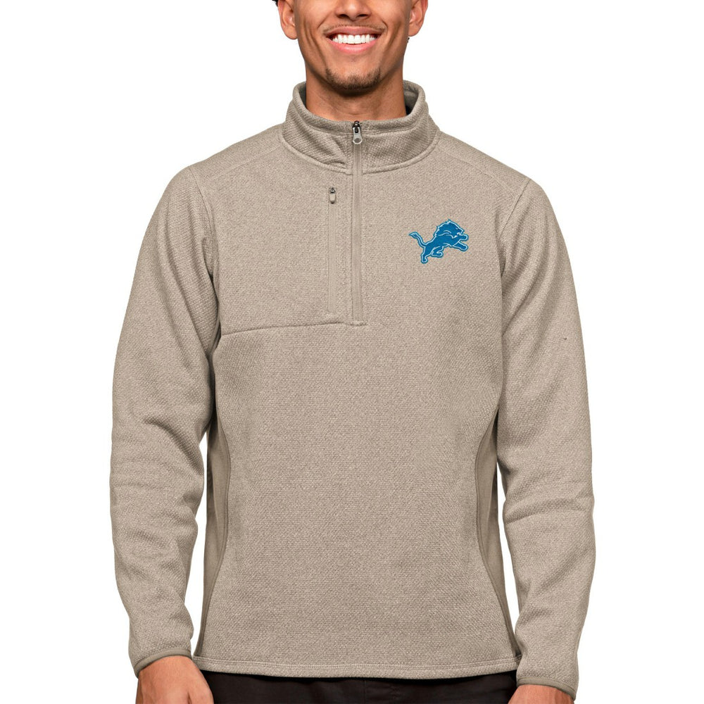 Detroit Lions Antigua Course Quarter-Zip Pullover Top - Oatmeal for sale