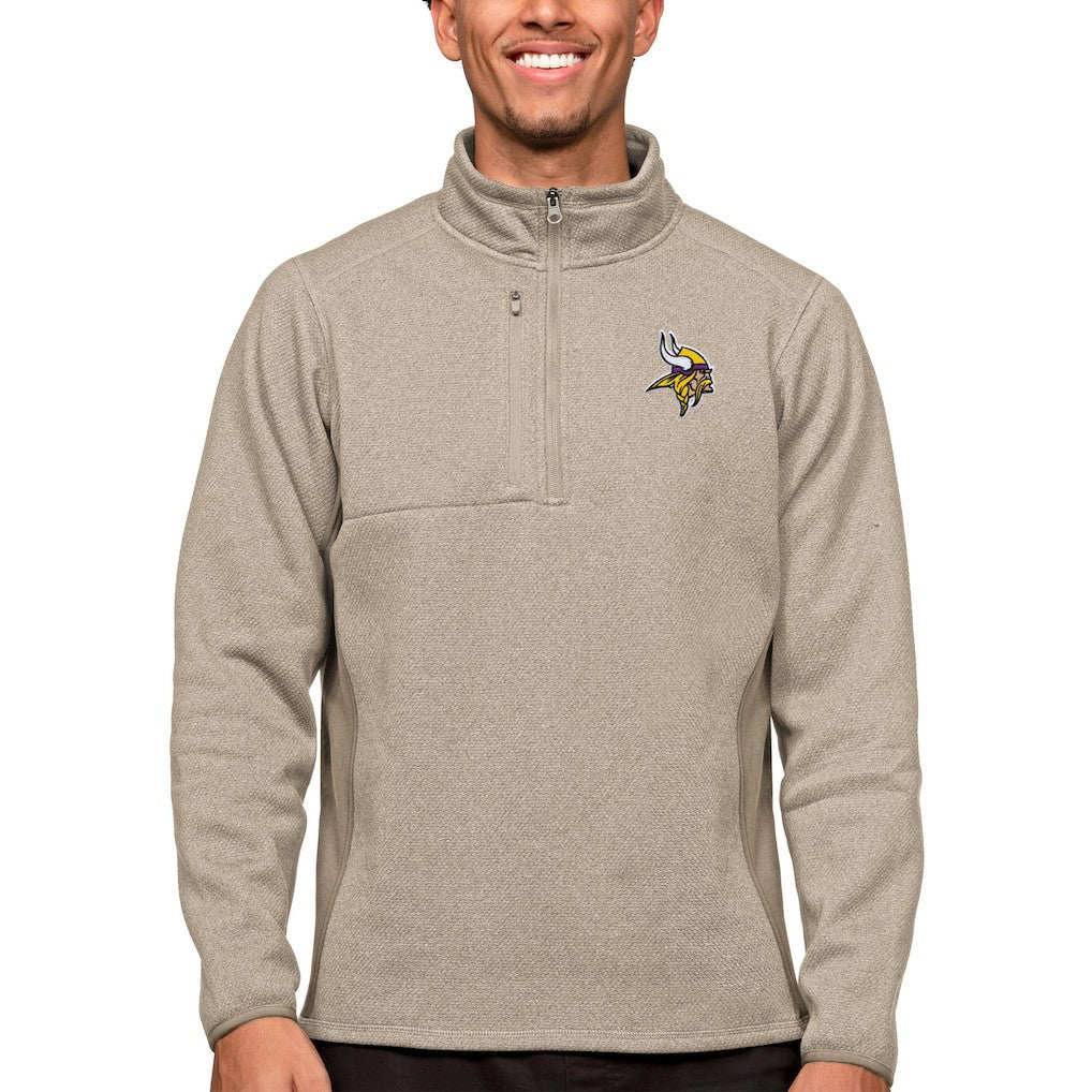 Minnesota Vikings Antigua Course Quarter-Zip Pullover Top - Oatmeal discount