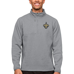 New Orleans Saints Antigua Course Quarter-Zip Pullover Top - Heathered Gray cheap