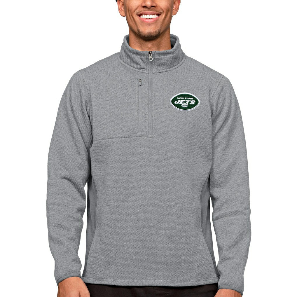 New York Jets Antigua Course Quarter-Zip Pullover Top - Heathered Gray outlet