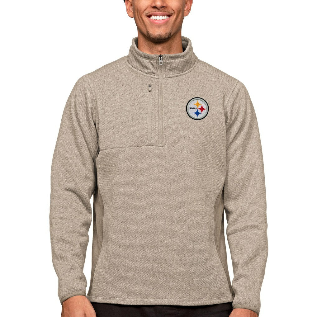 Pittsburgh Steelers Antigua Course Quarter-Zip Pullover Top - Oatmeal cheap