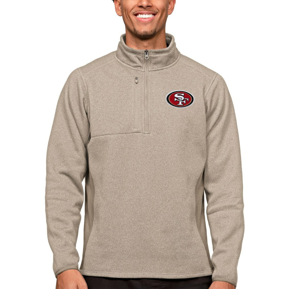 San Francisco 49ers Antigua Course Quarter-Zip Pullover Top - Oatmeal outlet