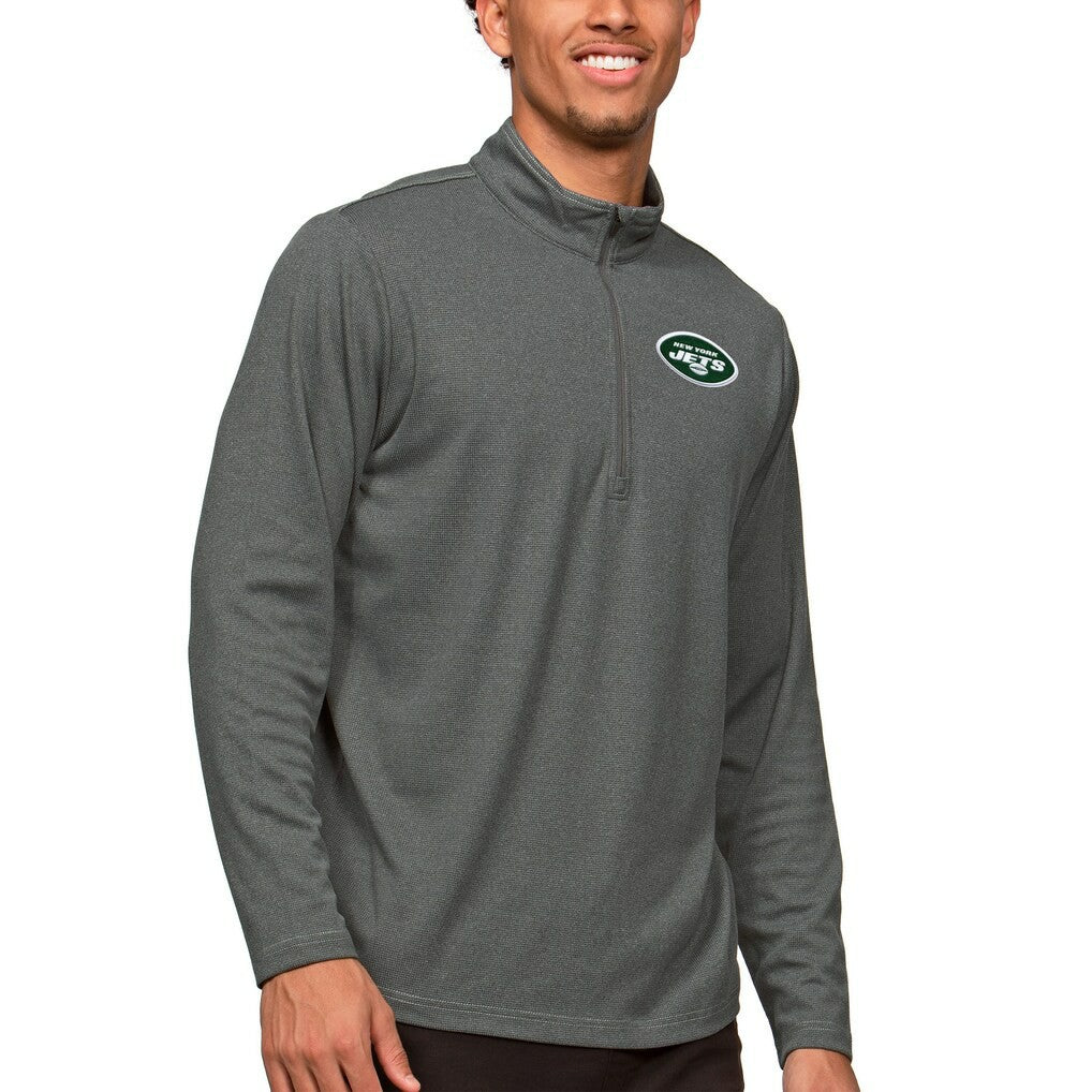 New York Jets Antigua Epic Quarter-Zip Pullover Top - Heathered Charcoal discount