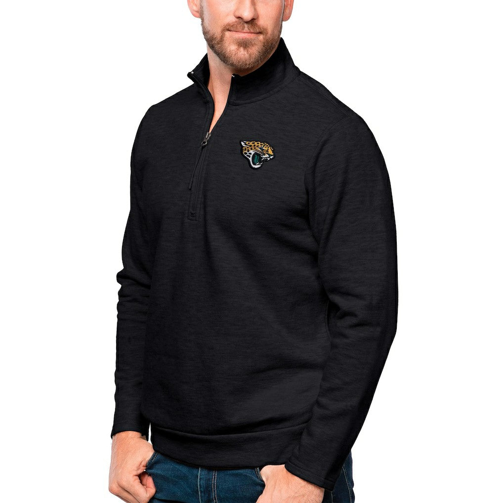 Jacksonville Jaguars Antigua Gambit Quarter-Zip Pullover Top - Heathered Black sale