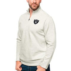 Las Vegas Raiders Antigua Gambit Quarter-Zip Pullover Top - Oatmeal for sale