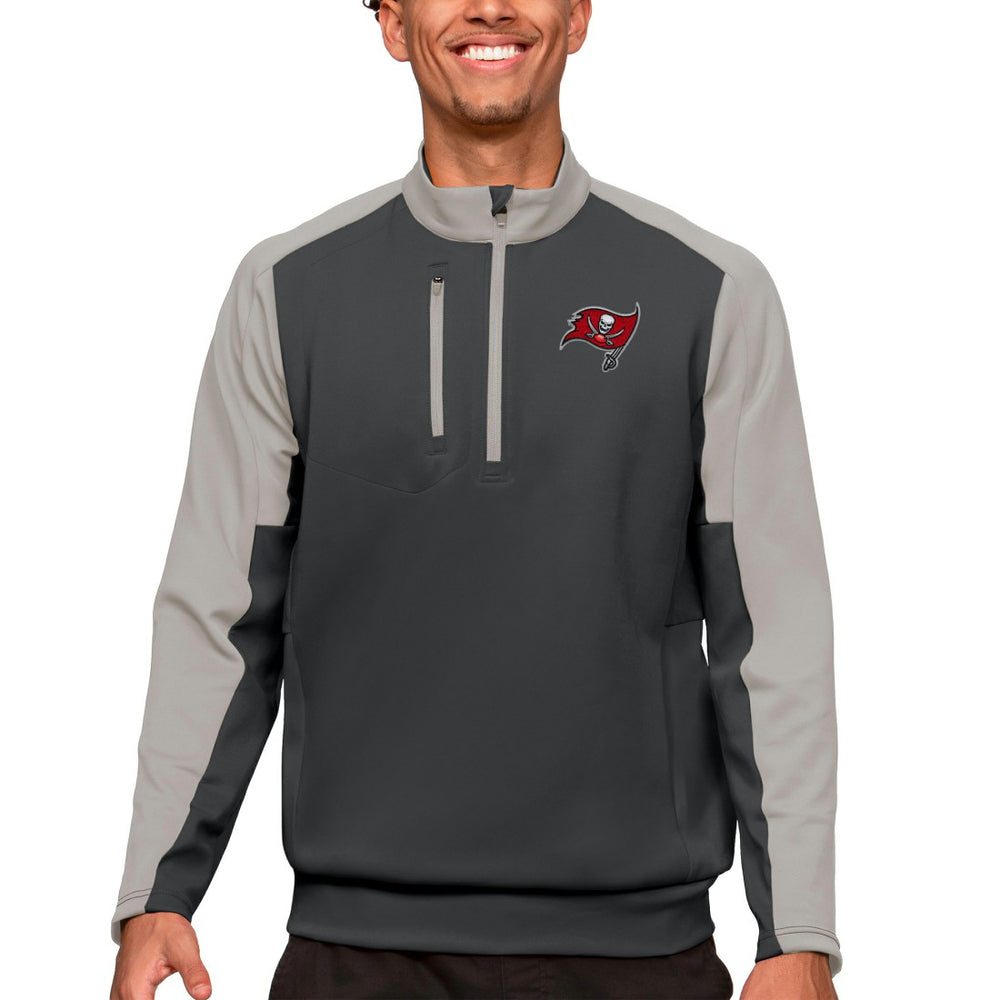 Tampa Bay Buccaneers Antigua Team Quarter-Zip Pullover Top - Charcoal sale