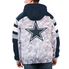 Dallas Cowboys Starter Thursday Night Gridiron Raglan Half-Zip Hooded Jacket - White/Navy cheap