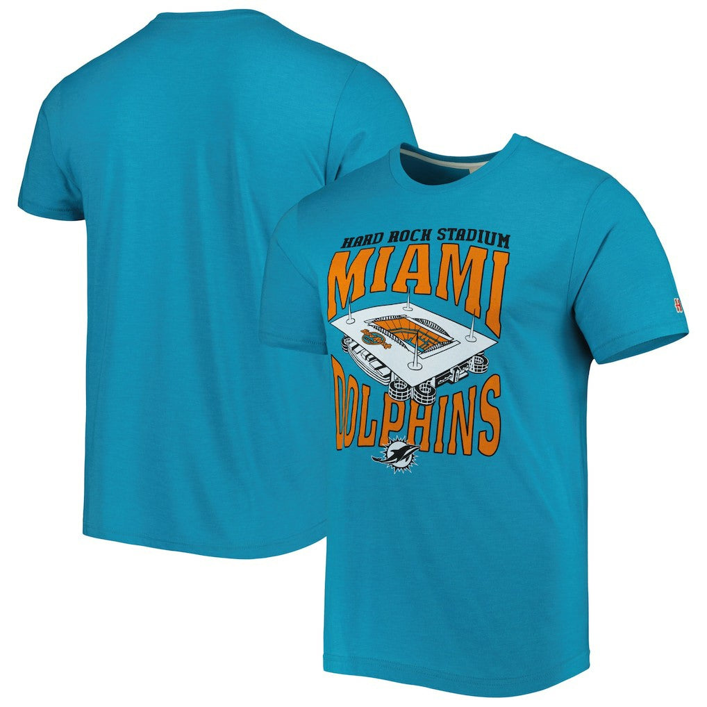 Miami Dolphins Homage Stadium Tri-Blend T-Shirt - Aqua on sale