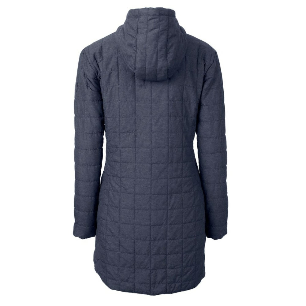 New York Yankees Cutter & Buck Women's Rainier Primaloft Eco Full-Zip Hoodie Long Coat - Heathered Navy